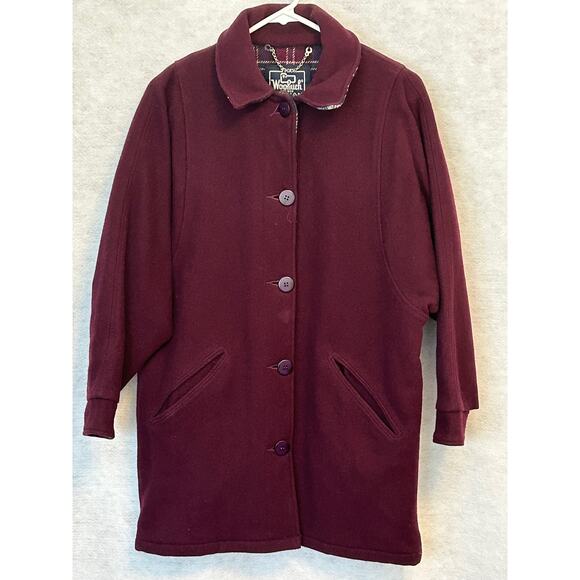 Woolrich Woman Vintage Wool Shacket Burgandy Blue Size S - Picture 1 of 13